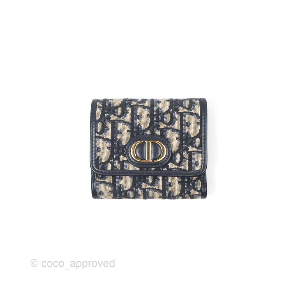 Christian Dior 30 Montaigne Blue Oblique Jacquard Wallet