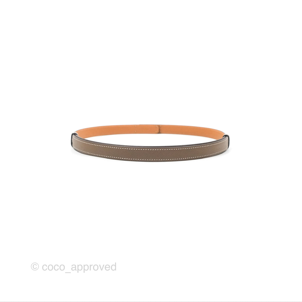 Hermès Epsom Kelly Buckle Belt Etoupe 18 Rose Gold Hardware