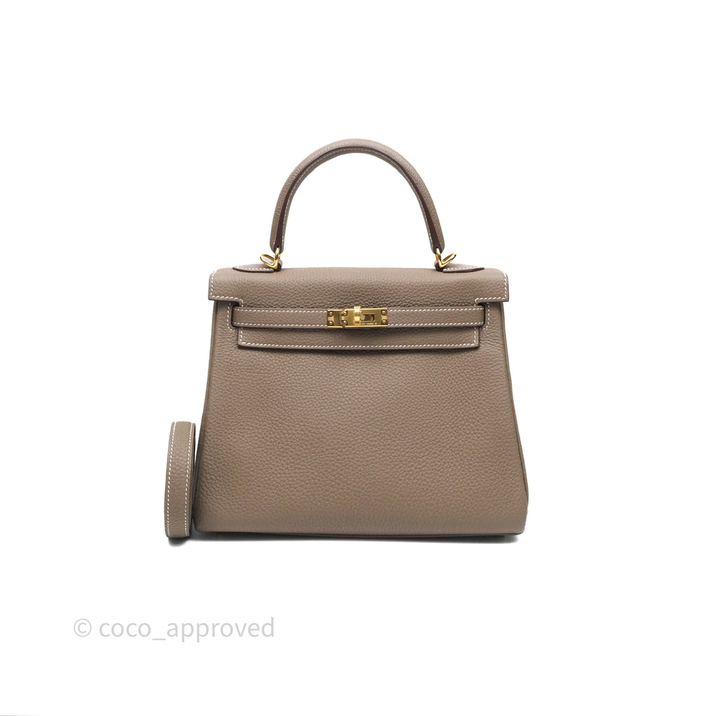 Hermès Kelly 25 Etoupe 18 Retourne Togo Gold Hardware