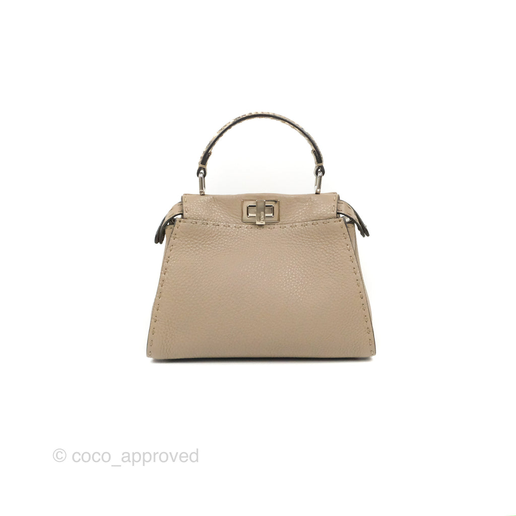 Fendi Mini Peekaboo Dove Grey Selleria Bag Cuoio Romano Python