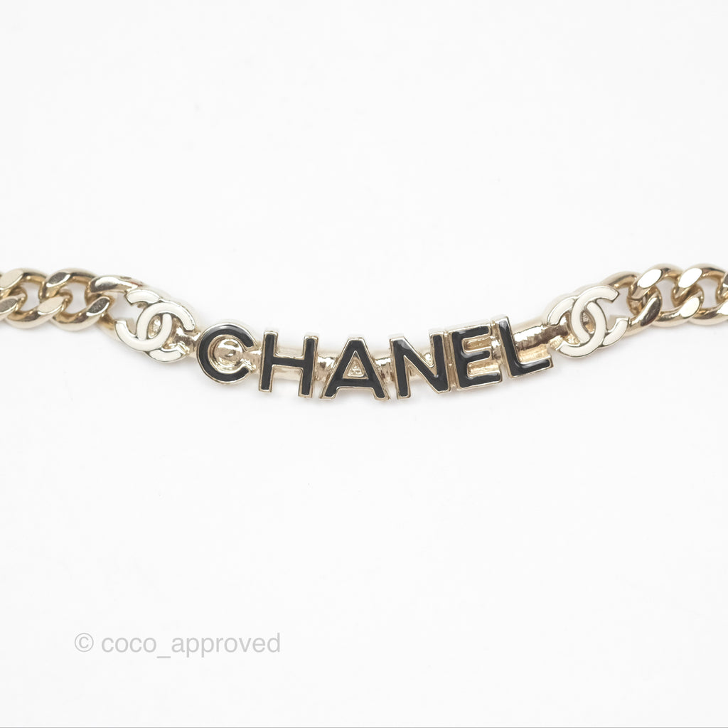 Chanel Logo Chain Choker Gold Tone 22S