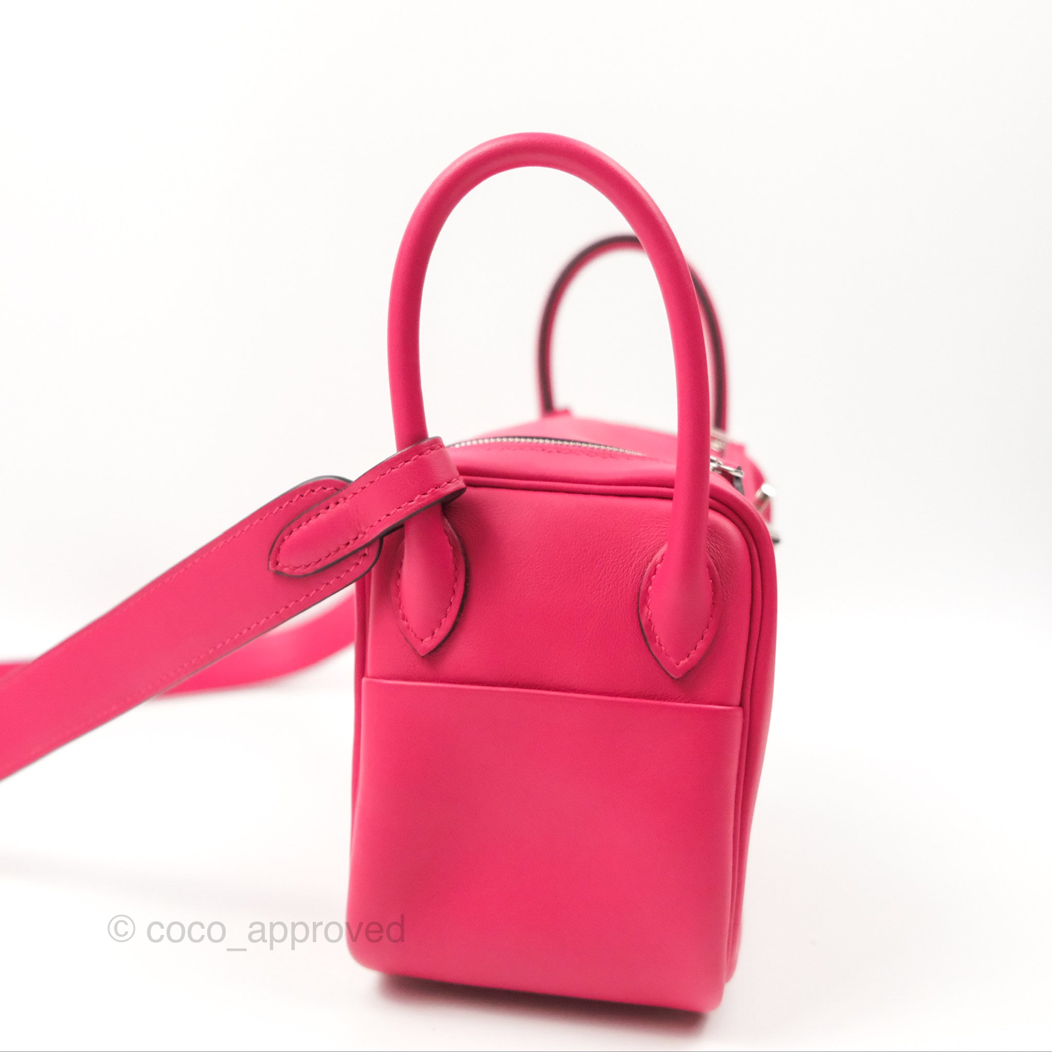 Hermès Mini Lindy 20 Framboise / Rouge Sellier Swift Palladium
