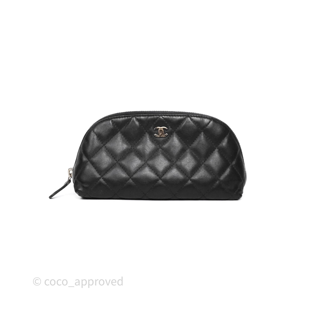 Chanel Cosmetic Case Black Calfskin Silver Hardware