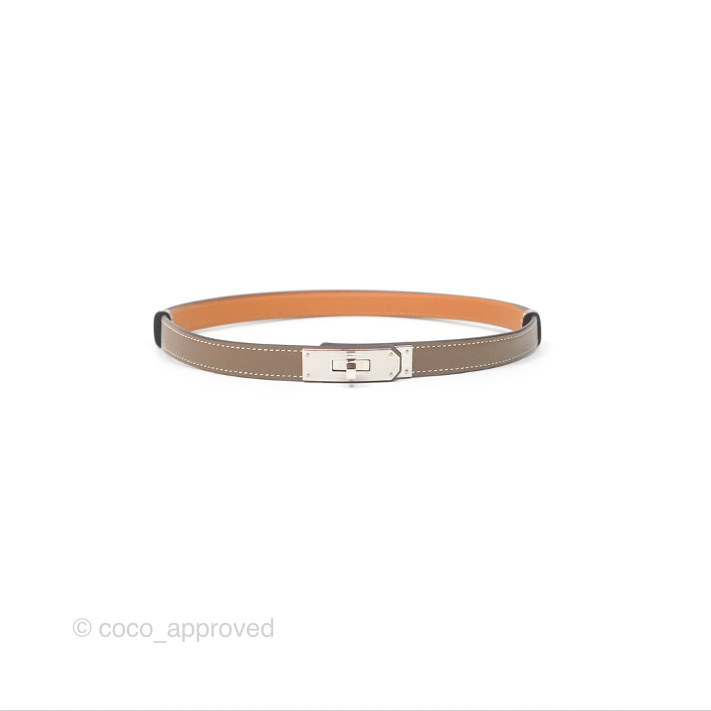 Hermès Kelly Buckle Belt Etoupe 18 Epsom Palladium Hardware