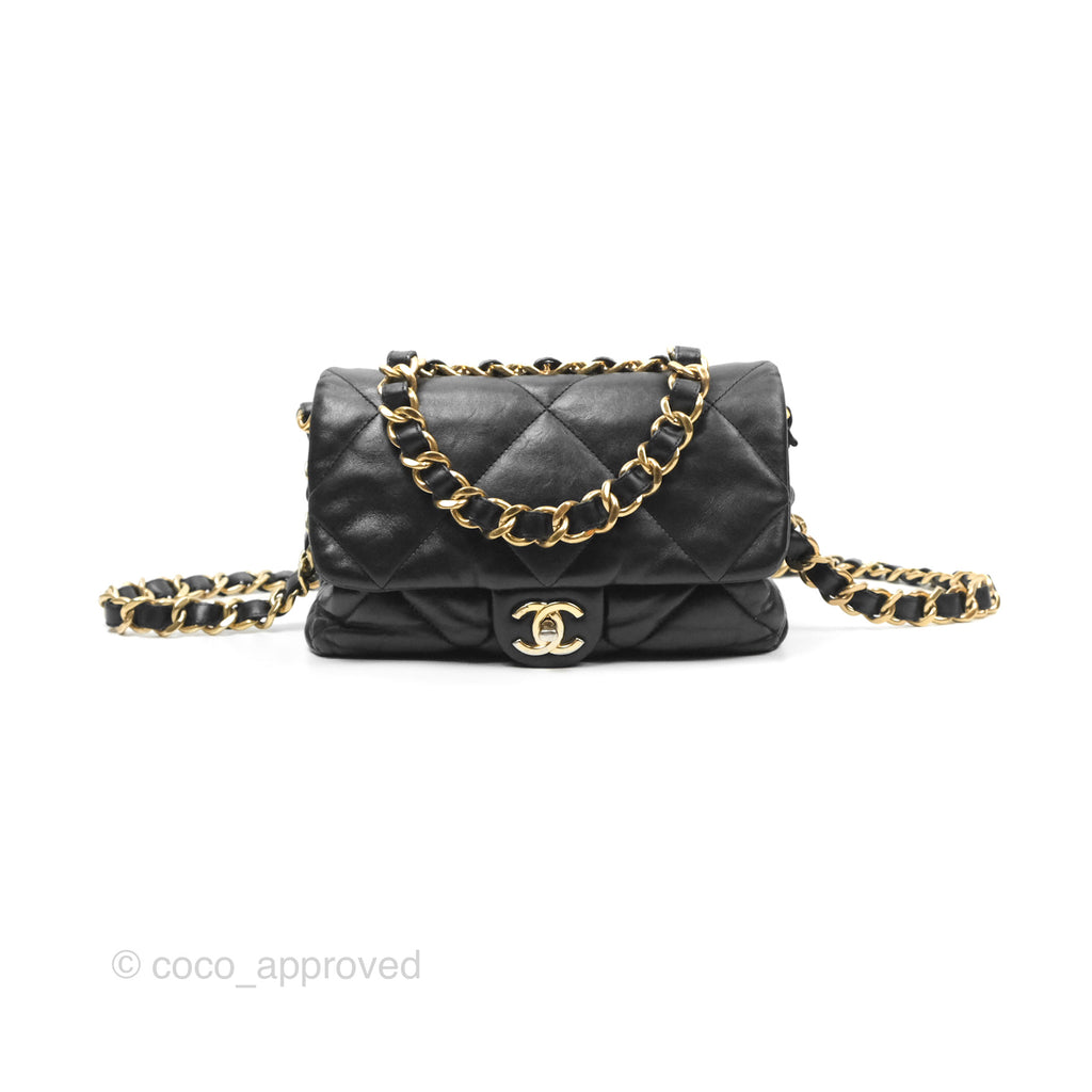 Chanel Chain Handle Flap Bag Black Goatskin Gold Hardware