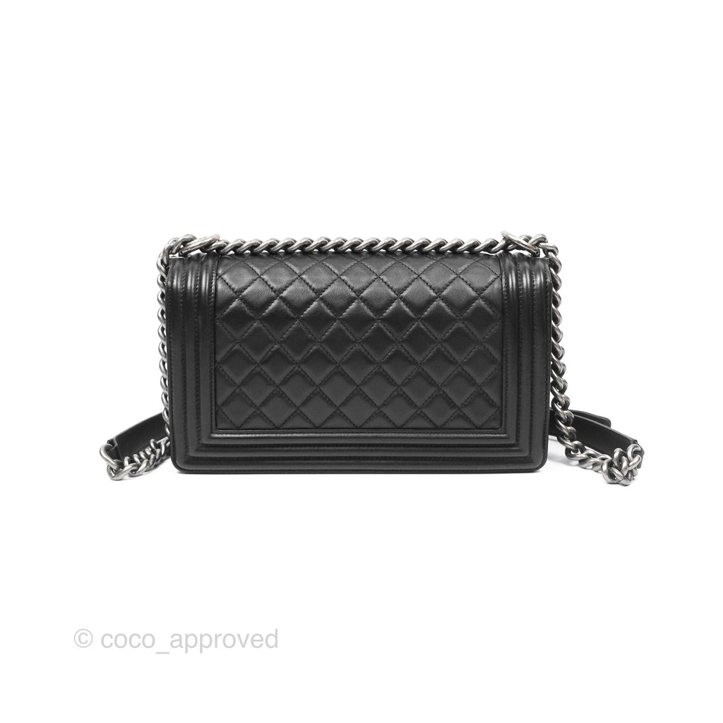 Chanel Medium Boy Quilted Black Calfskin Ruthenium Hardware