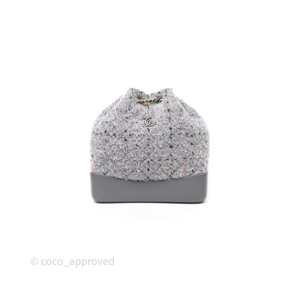 Chanel Gabrielle Small Backpack Grey Tweed Aged Calfskin