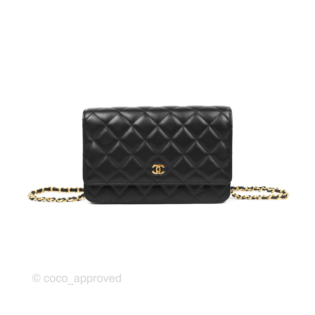 Chanel Quilted Classic WOC Black Lambskin Gold Hardware