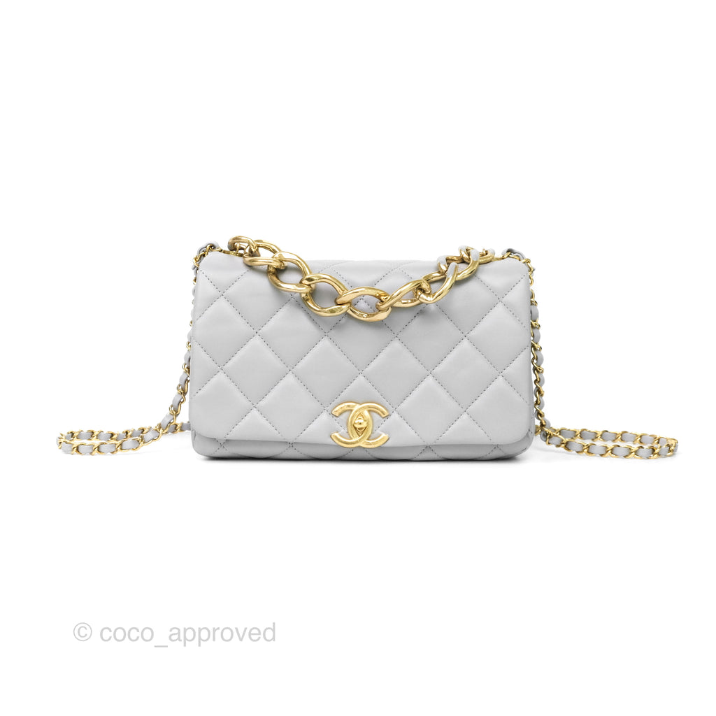 Chanel Medium Color Match Flap Grey Lambskin Aged Gold Hardware 22A