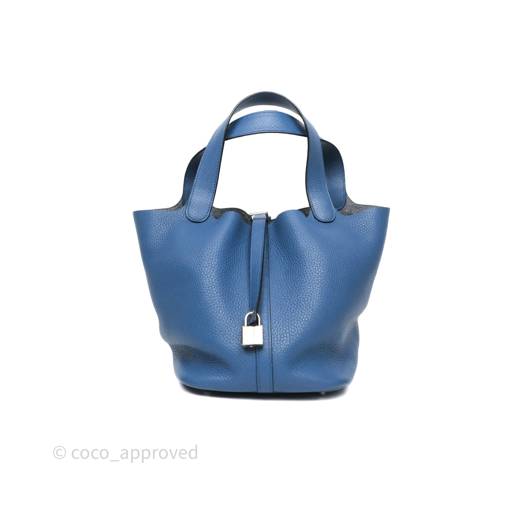 Hermès Picotin 22 Bleu Agate R2 Clemence Palladium Hardware
