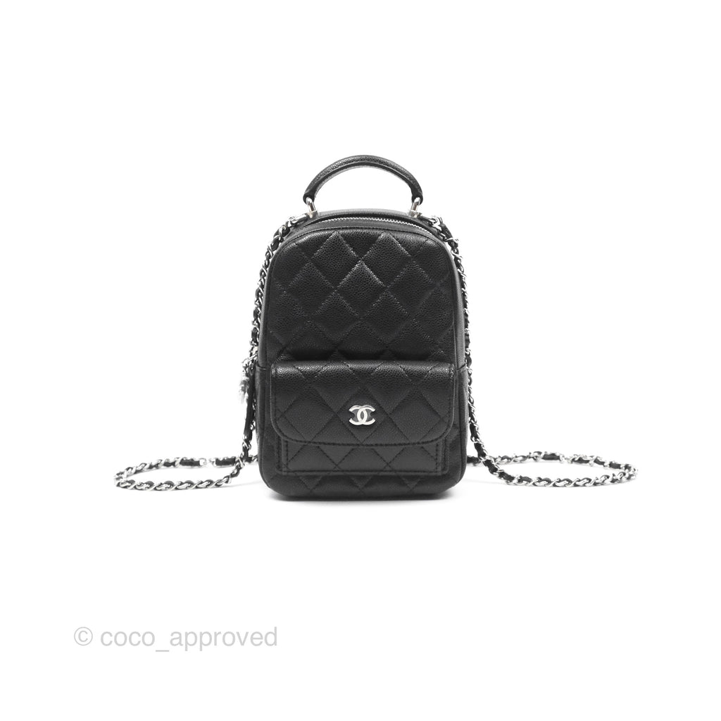 Chanel Classic Mini Backpack Black Caviar Silver Hardware