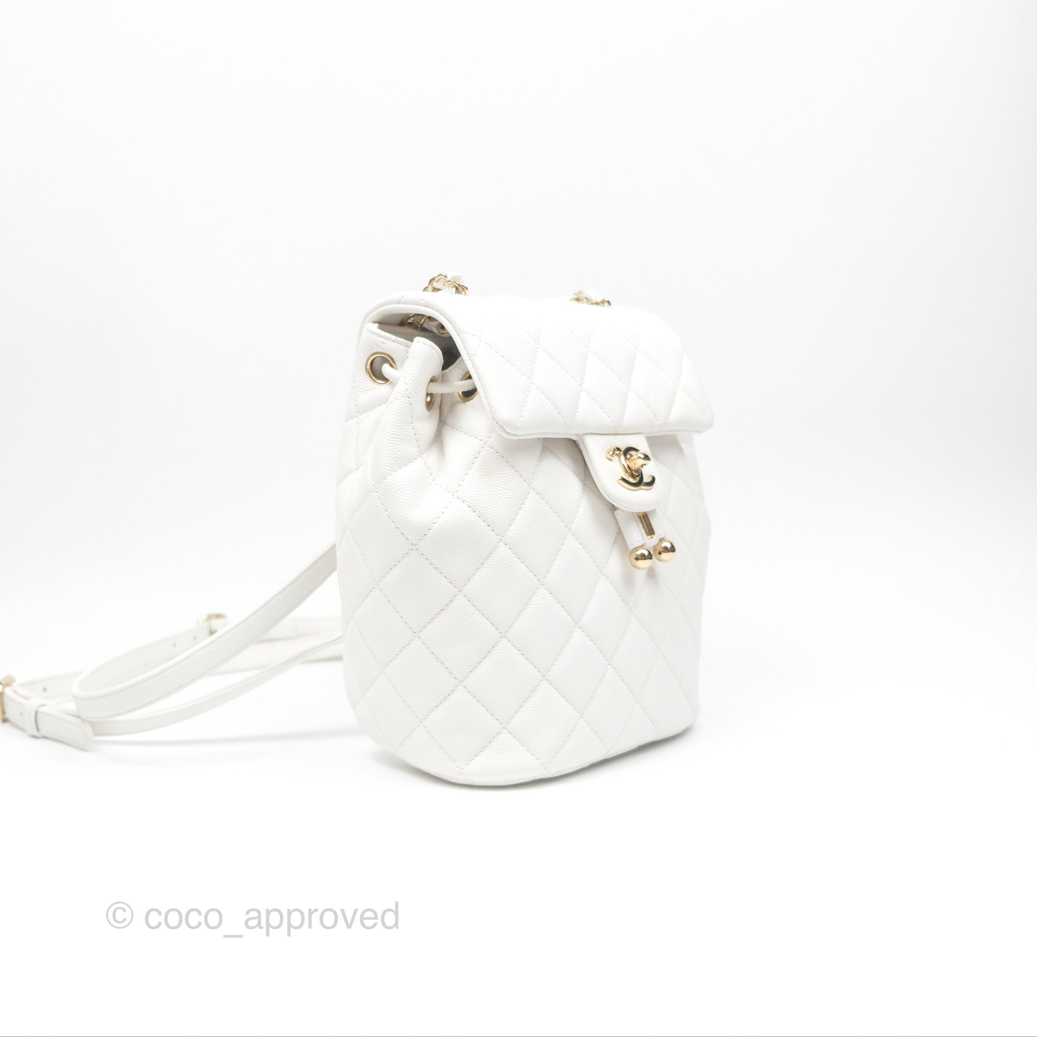 CHANēL ホワイト 23S Hardware Gold Caviar White Backpack Spirit Urban Mini Chanel ミニリュック 絵本・児童書