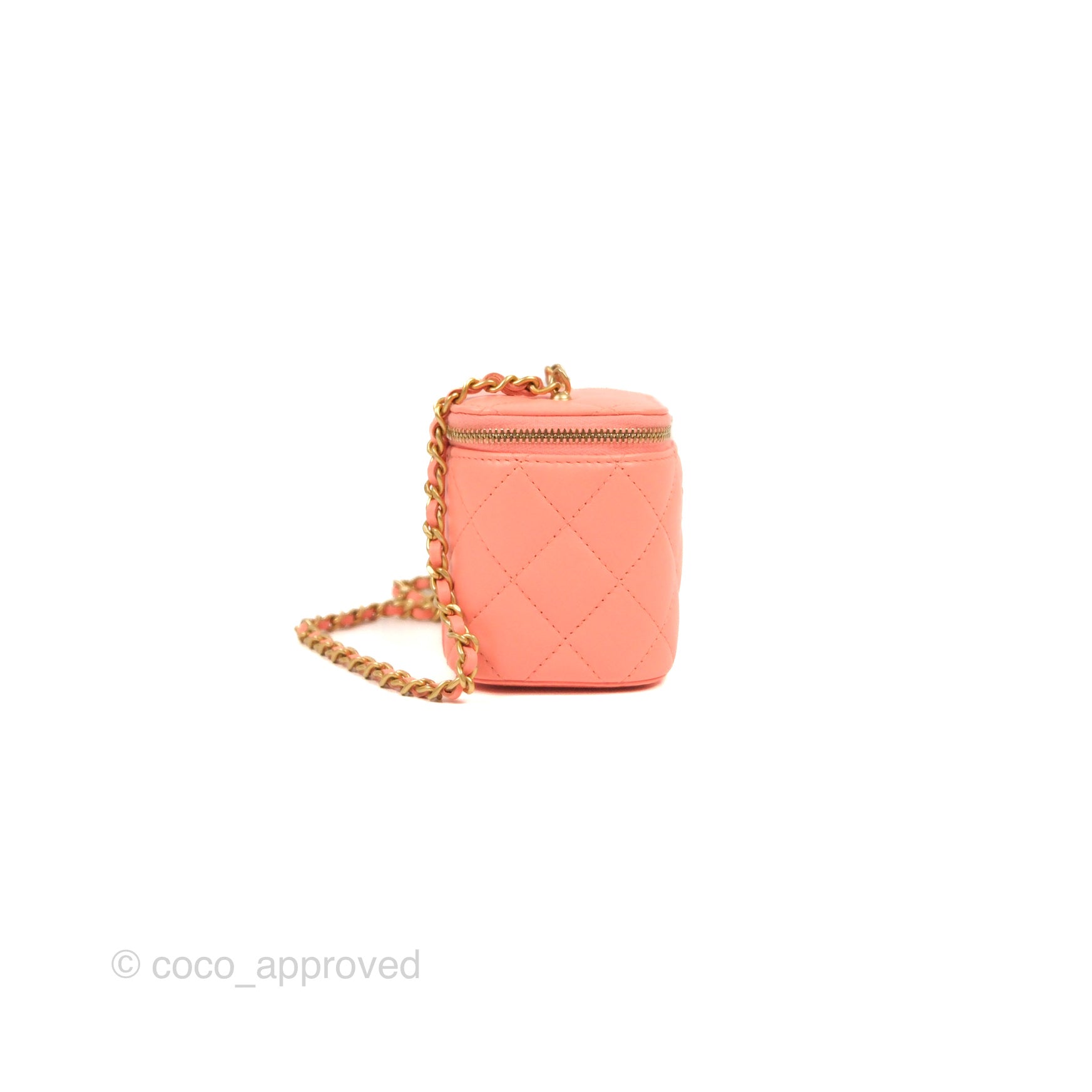 Chanel Mini Pearl Crush Vanity With Chain Orange Clair Gold Hardware – Coco  Approved Studio