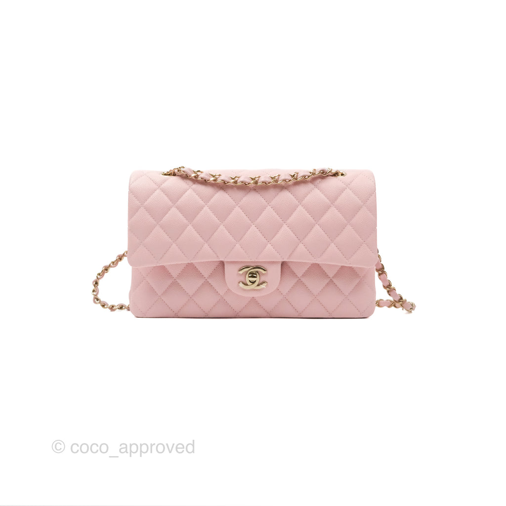 Chanel Medium Classic Flap Quilted Pink Caviar Gold Hardware