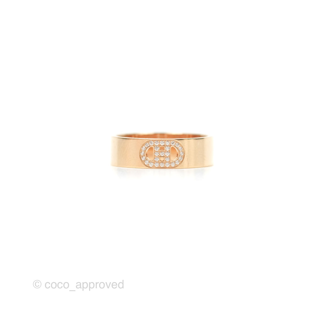 Hermès H d'ancre Ring PM Rose Gold Diamond 