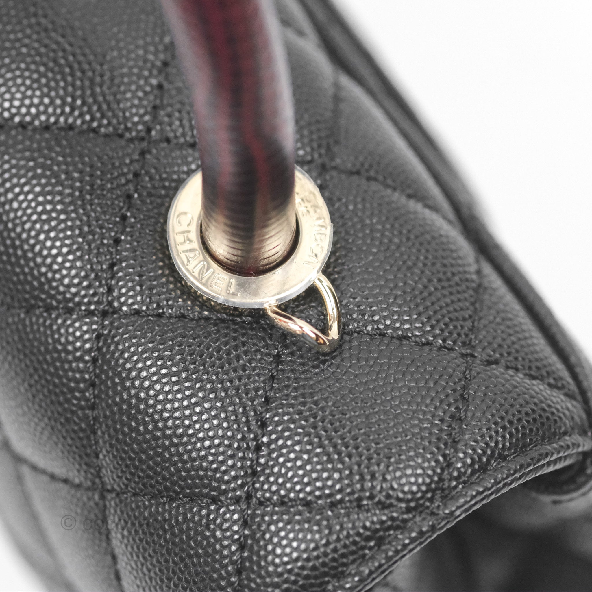 Coco Mid Rib With Handle Chanel Small Coco Handle Quilted Black Caviar Gold Hardware Embossed L ...