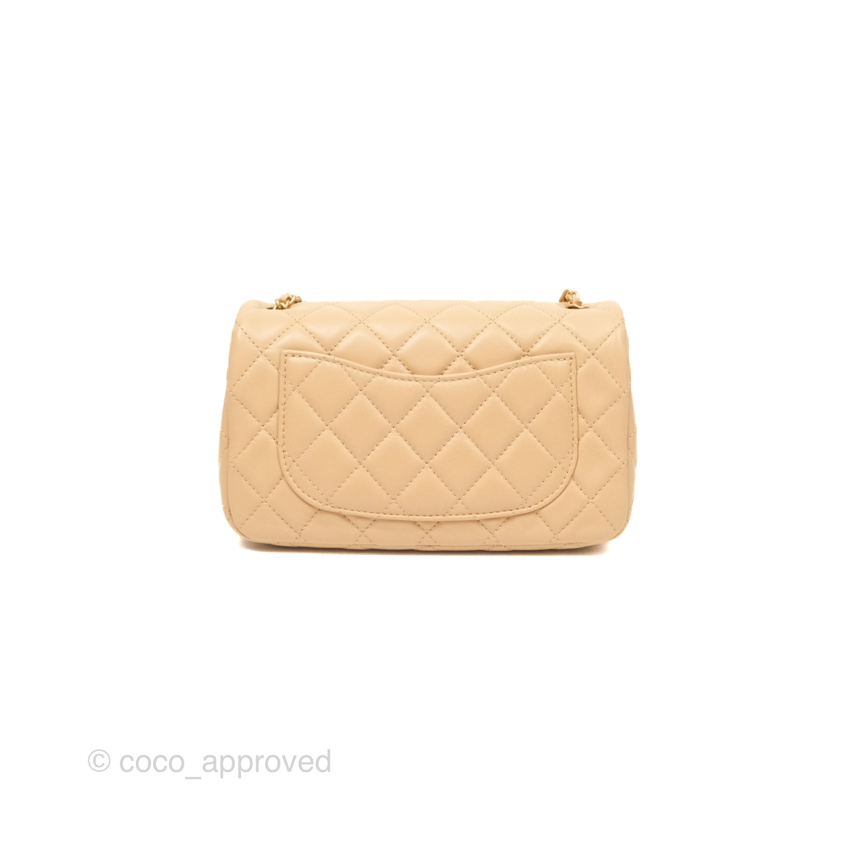 Chanel Pearl Crush Mini Rectangular Beige Lambskin Aged Gold Hardware ...