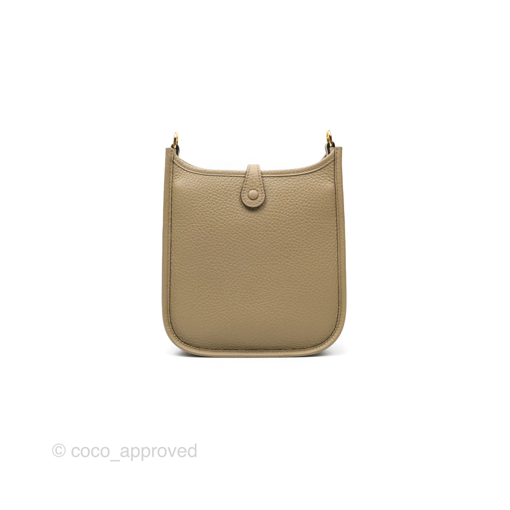 Hermès Mini Evelyne 16 Beige Marfa 8Q Clemence Gold Hardware