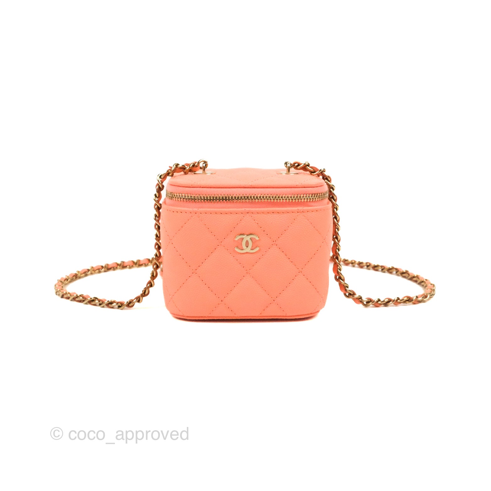 Chanel Pink Quilted Lambskin Mini Rectangular Classic Single Flap Gold Hardware, 2020 (Like New), Womens Handbag