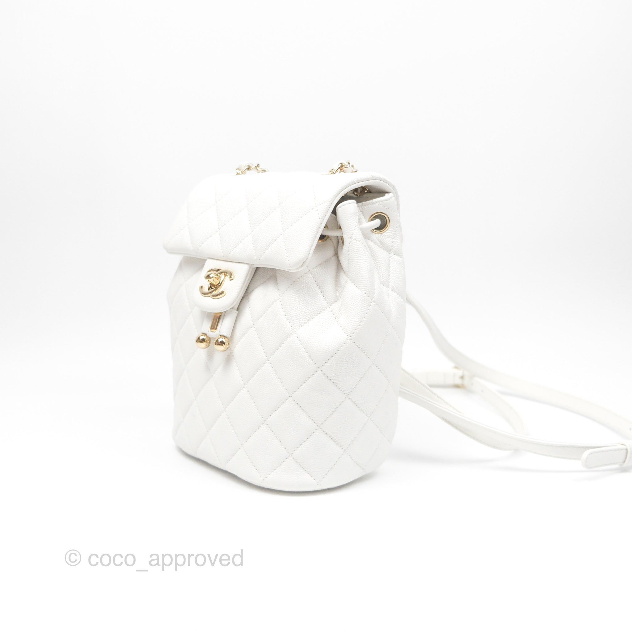 Chanel Mini Urban Spirit Backpack White Caviar Gold Hardware 23S – Coco Approved Studio