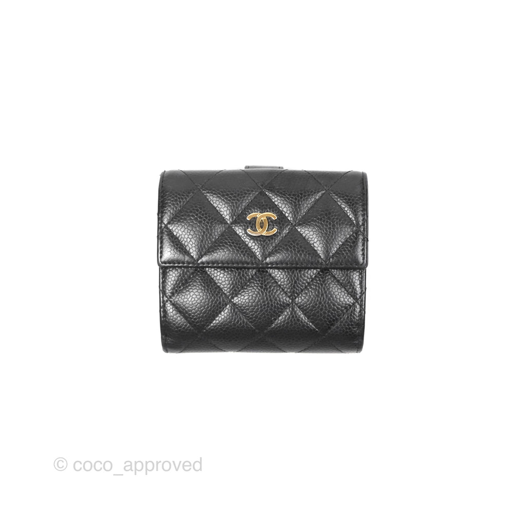 Chanel Quilted Short Flap Black Caviar Gold Hardware