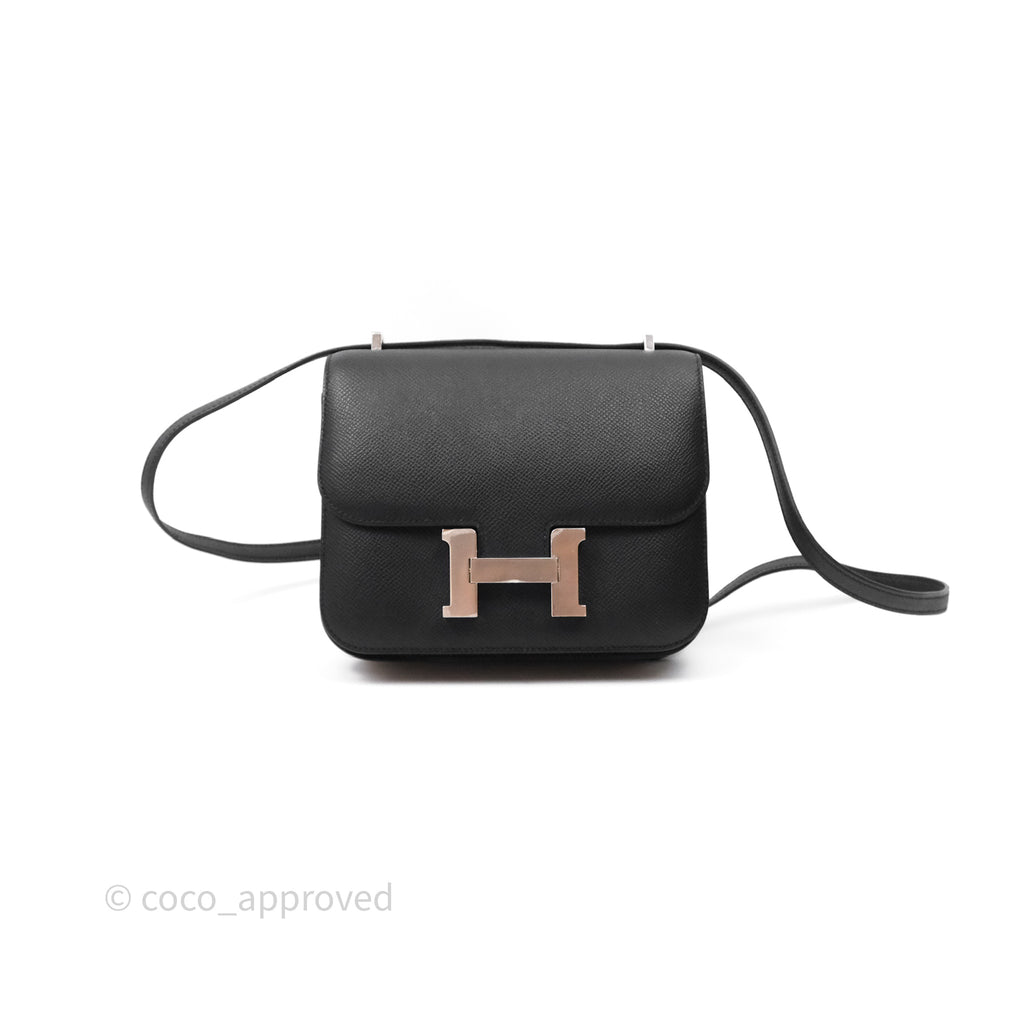 Hermès Constance Mini 18cm Mirror Noir 89 Epsom Palladium Hardware