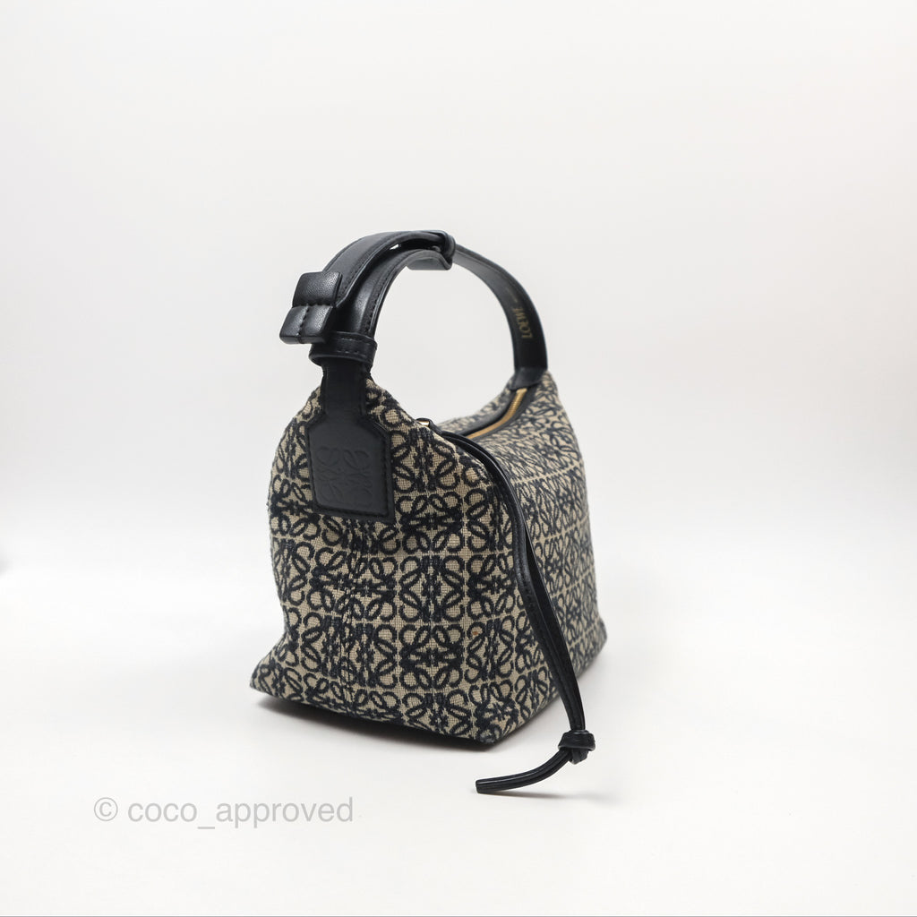 Loewe Small Cubi bag in Anagram Jacquard & Calfskin Navy/ Black