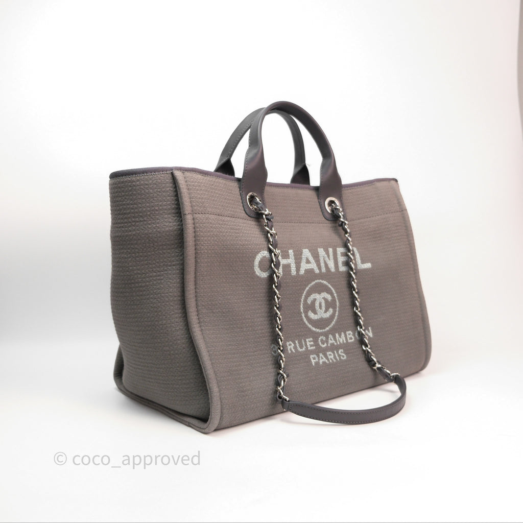 Chanel Canvas Deauville Large Tote Taupe Silver Hardware