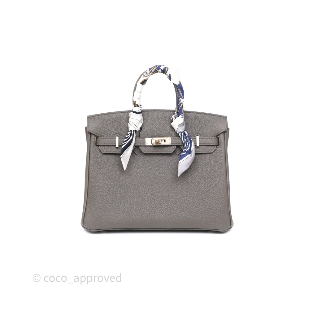 Hermès Birkin 25 Gris Etain 8F Togo Palladium Hardware