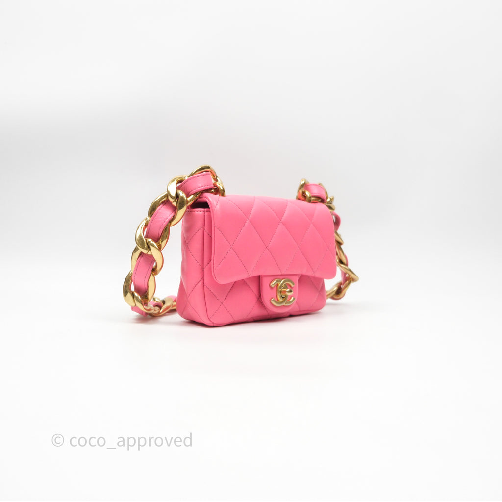 Chanel Quilted Mini CC Funky Town Flap Pink Lambskin Aged Gold Hardware