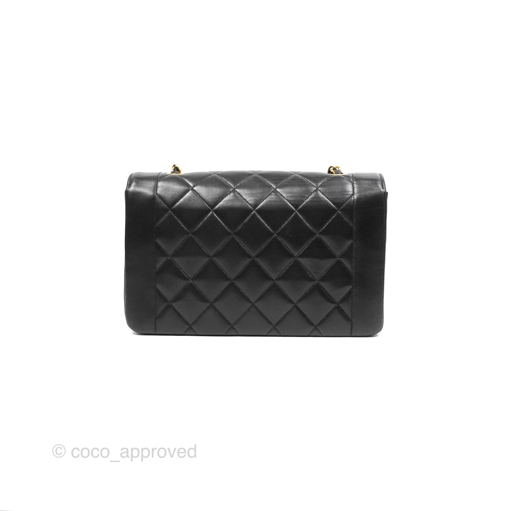 Chanel Vintage Quilted Medium Classic Diana Flap Bag Black Lambskin 24K Gold Hardware