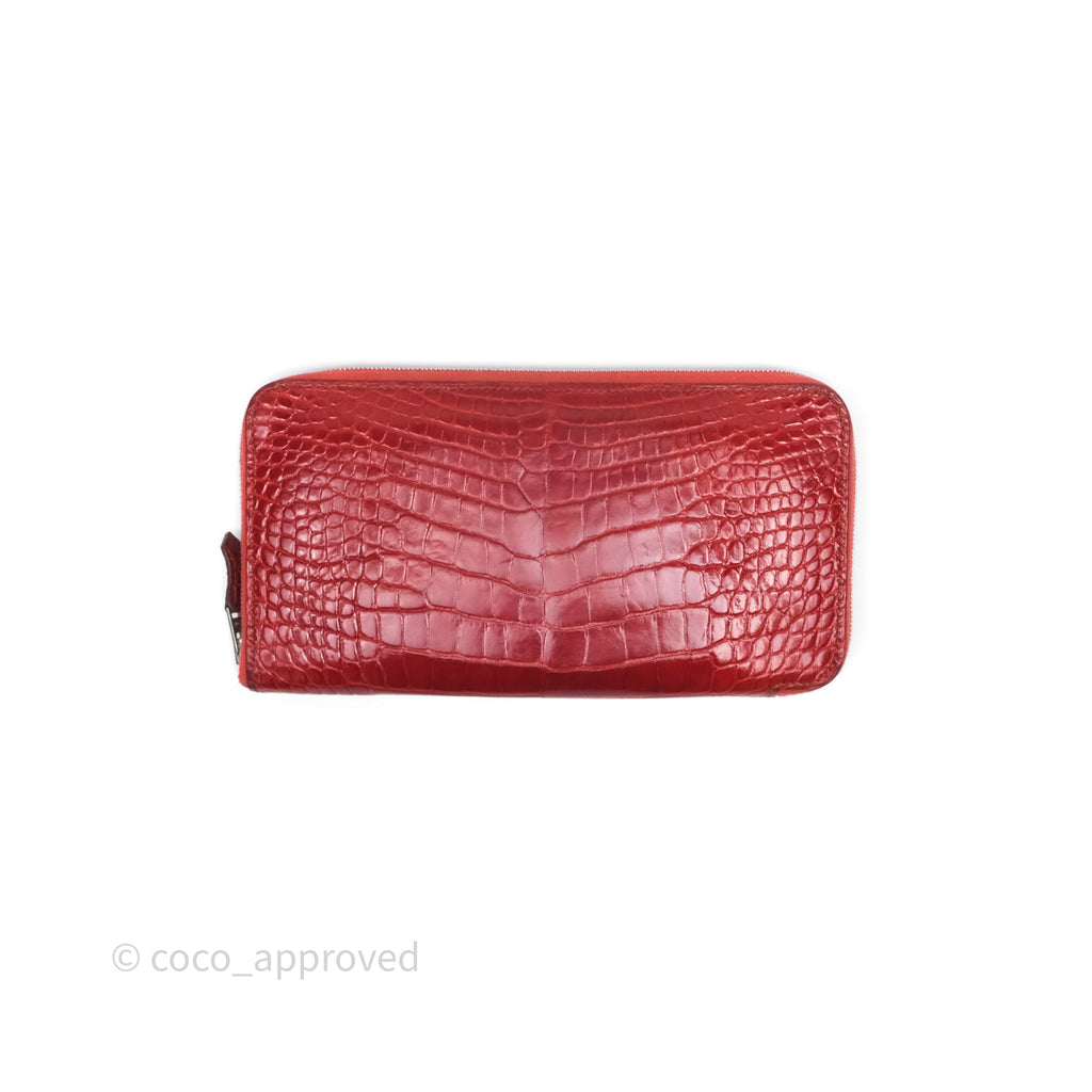 Hermès Azap Wallet Red Alligator Palladium Hardware