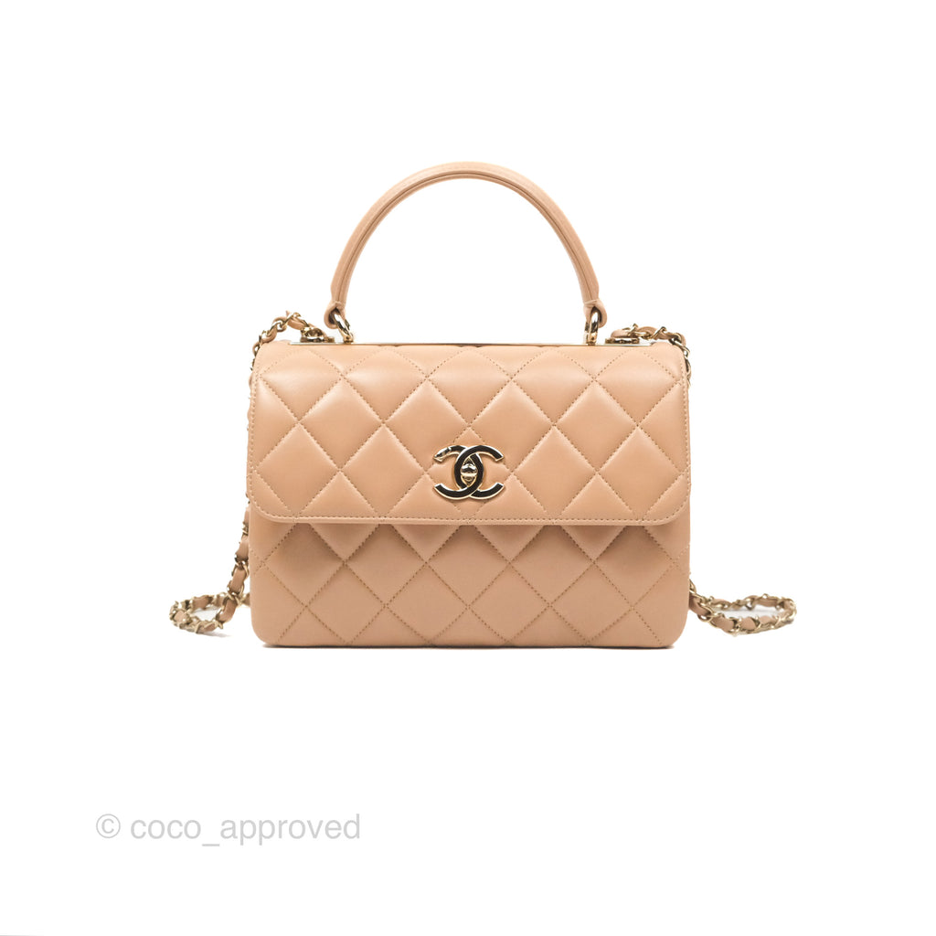 Chanel Trendy CC Small Beige Lambskin Gold Hardware 22S