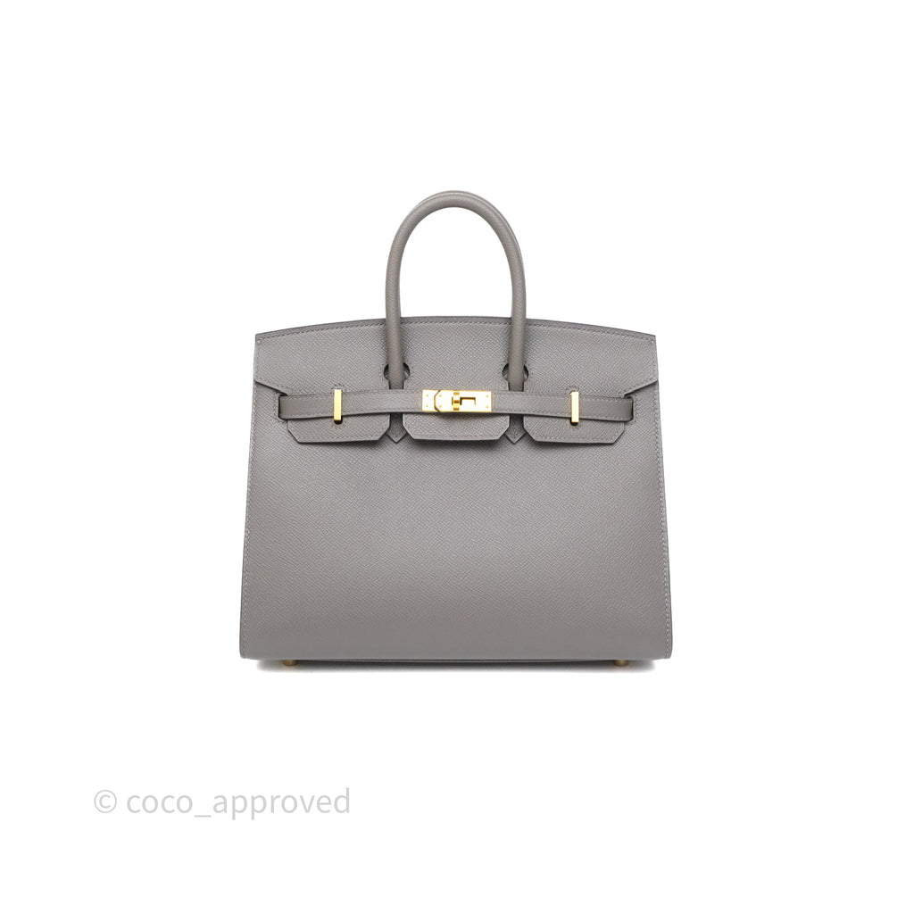 Hermès Birkin 25 Sellier Gris Meyer 0L Epsom Gold Hardware