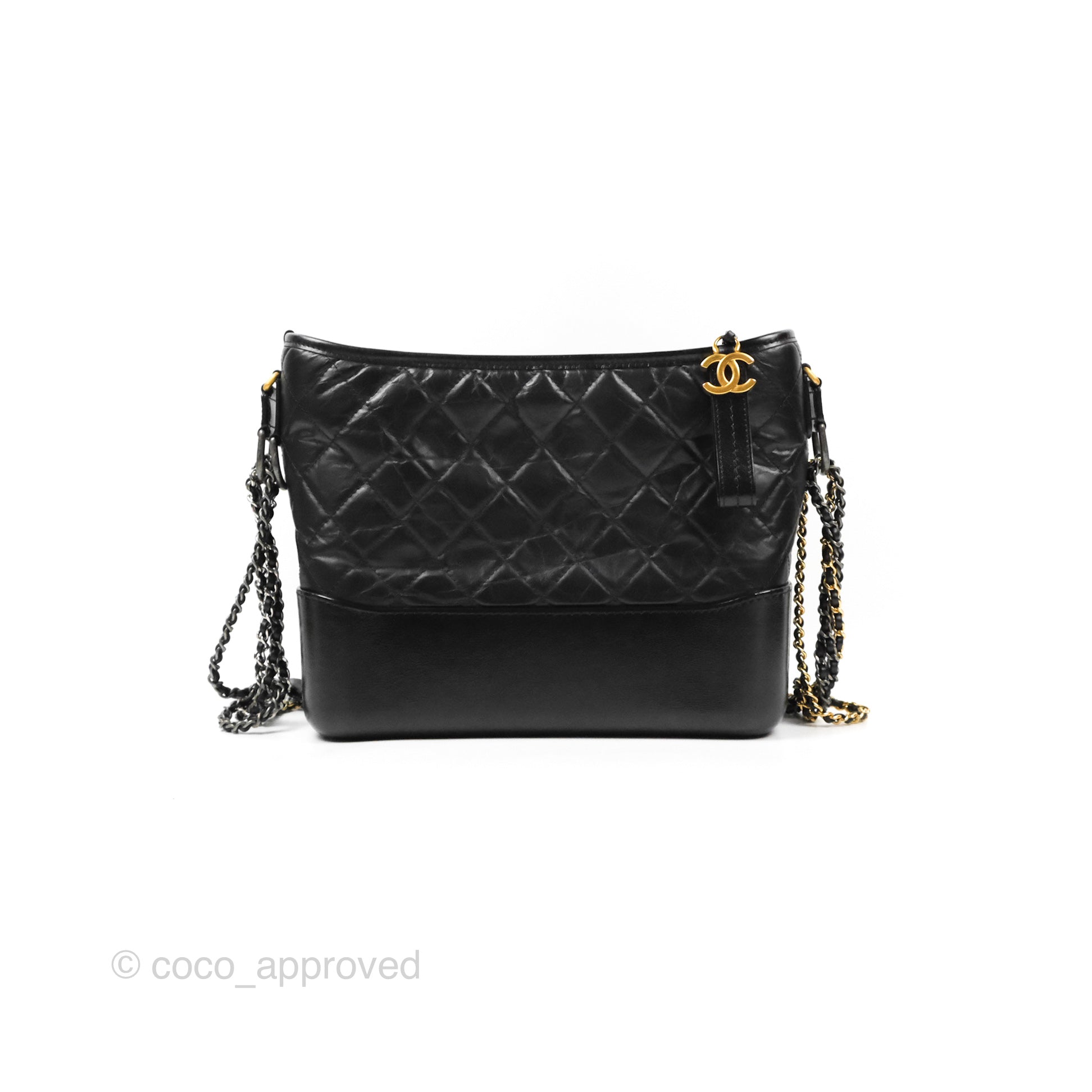 Chanel Medium Gabrielle Hobo Quilted Black Aged Calfskin Mixed Hardware