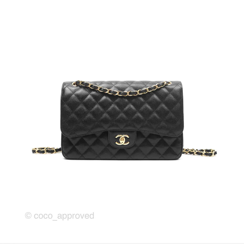 Chanel Jumbo Double Flap Black Caviar Gold Hardware⁣⁣