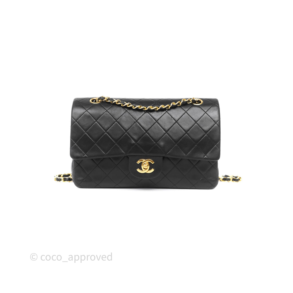 Chanel Vintage Medium Classic Flap Black Lambskin 24K Gold Hardware