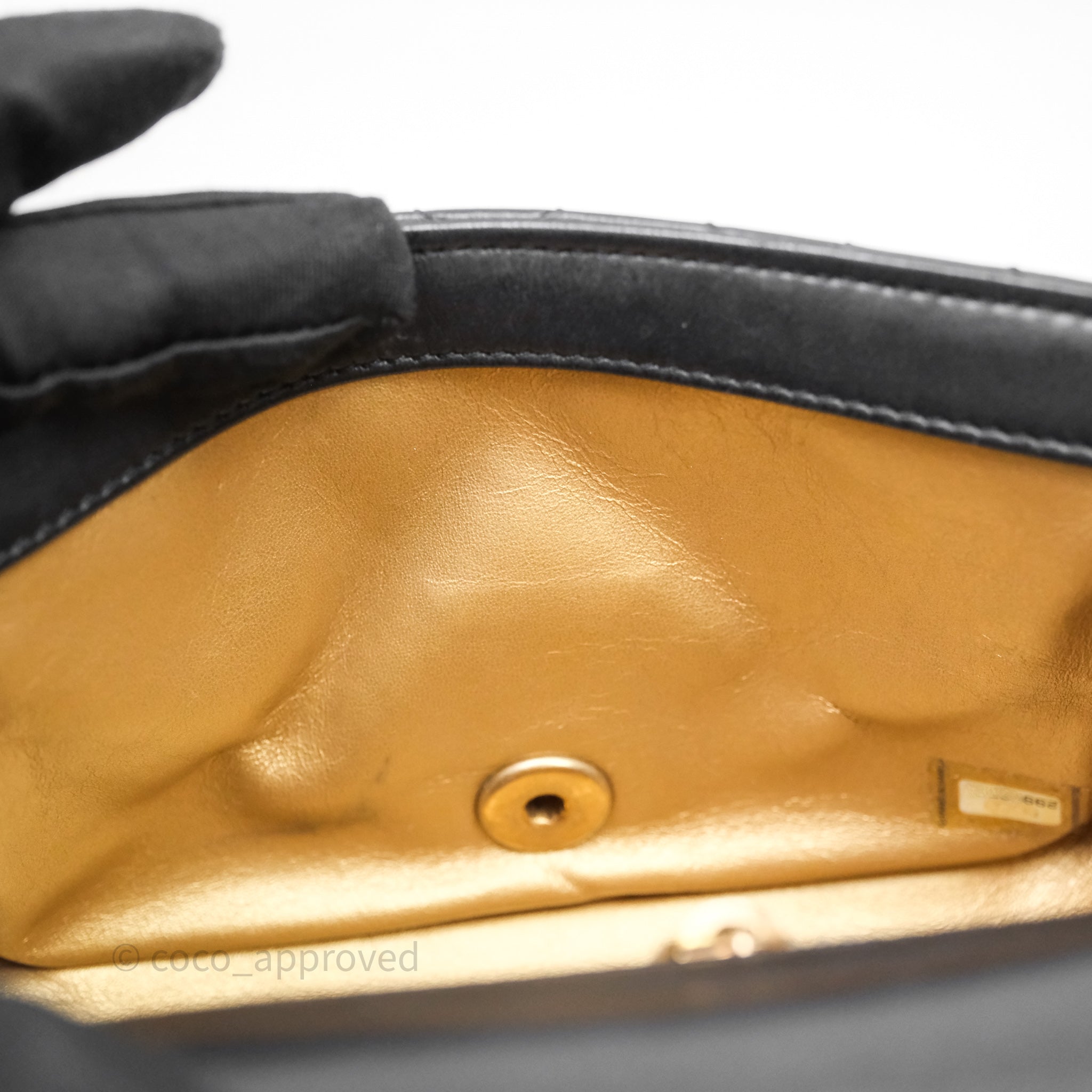 Chanel Pearl Crush Mini Square Quilted Black Lambskin Aged Gold