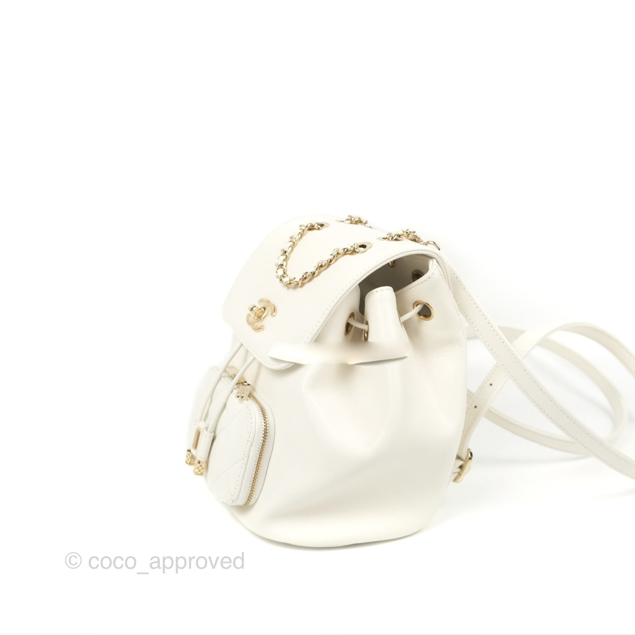 Chanel Mini Business Affinity Backpack White Caviar Gold Hardware