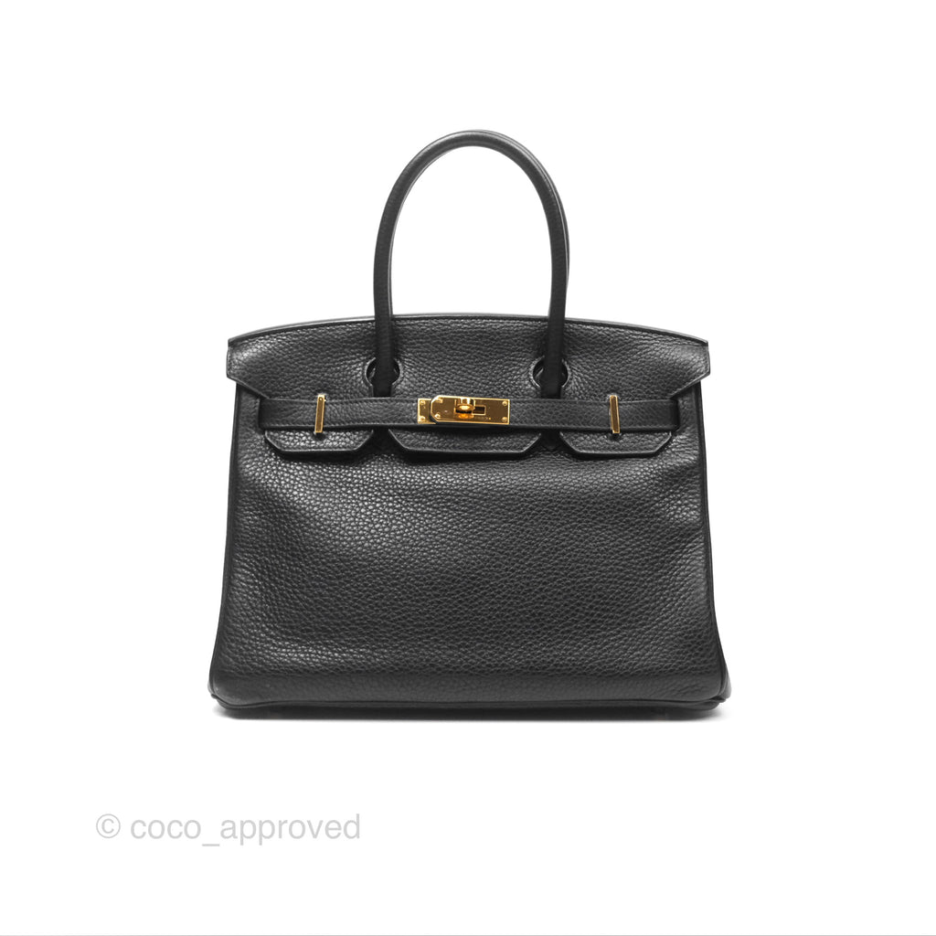 Hermès Birkin 30 Retourne Black Noir 89 Clemence Gold Hardware