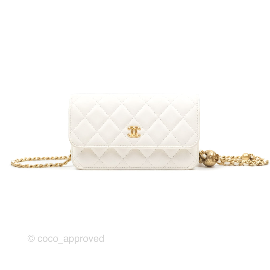 Chanel Pearl Crush Mini WOC Phone Holder White Lambskin