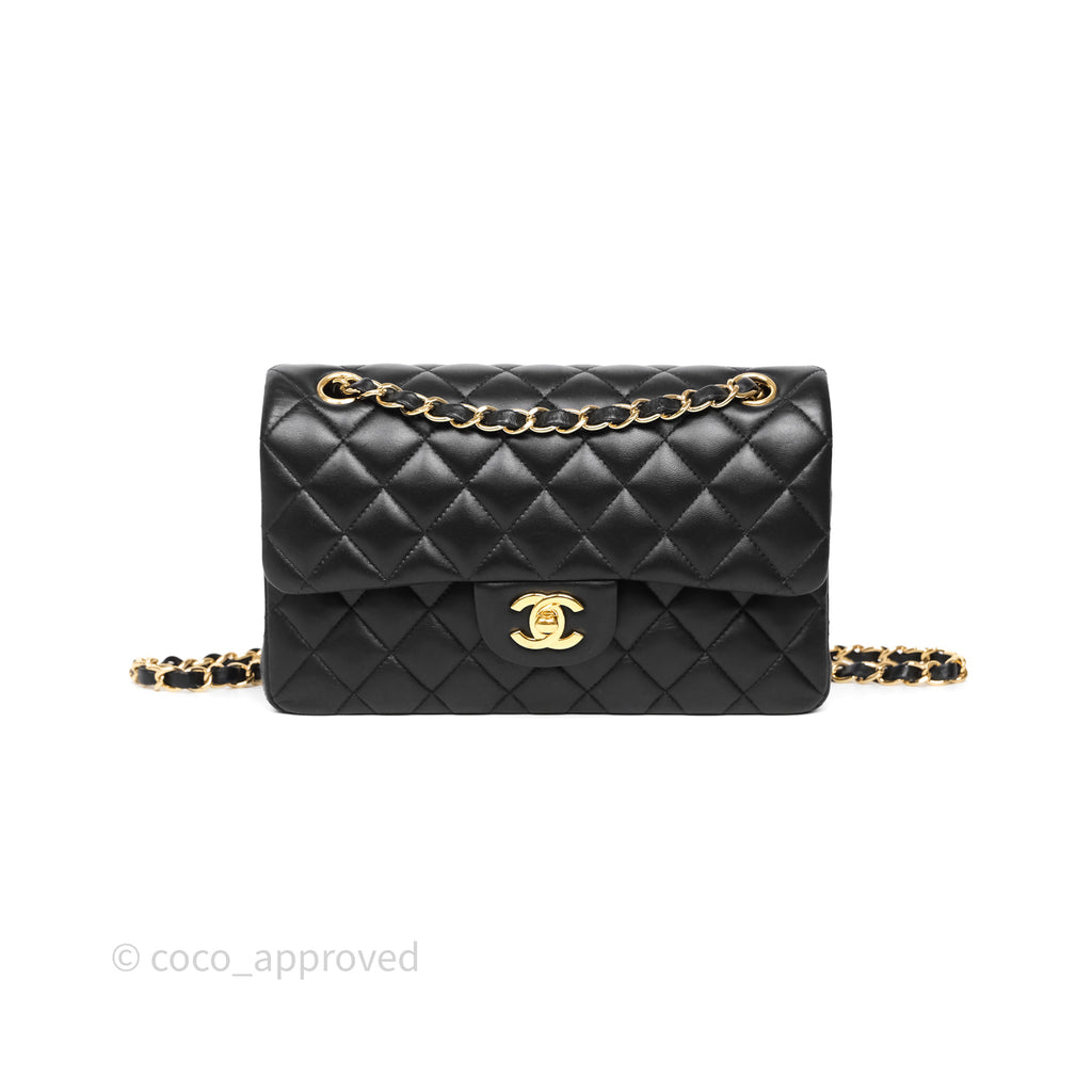 Chanel Small Classic Flap Quilted Black Lambskin Gold Hardware