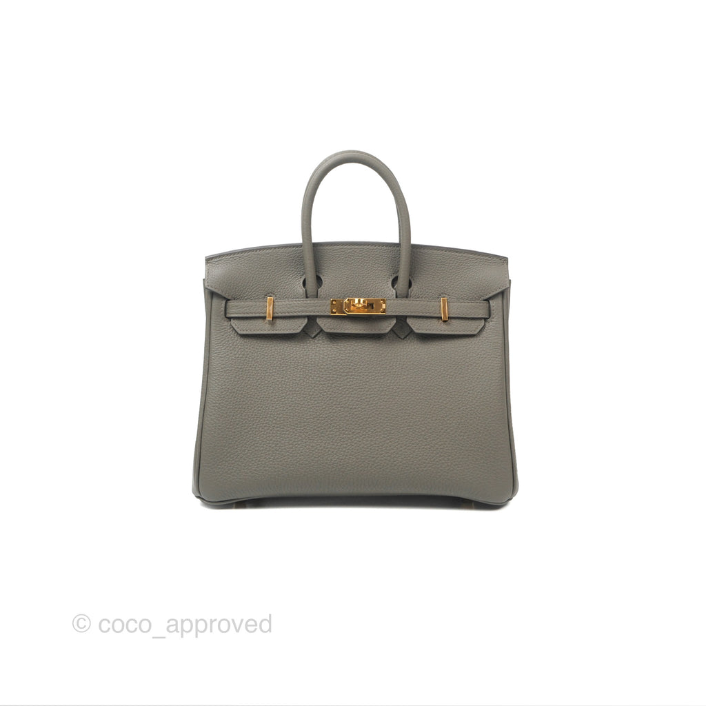  Hermes Birkin 25 Retourne Gris Meyer 0L Togo Gold Hardware