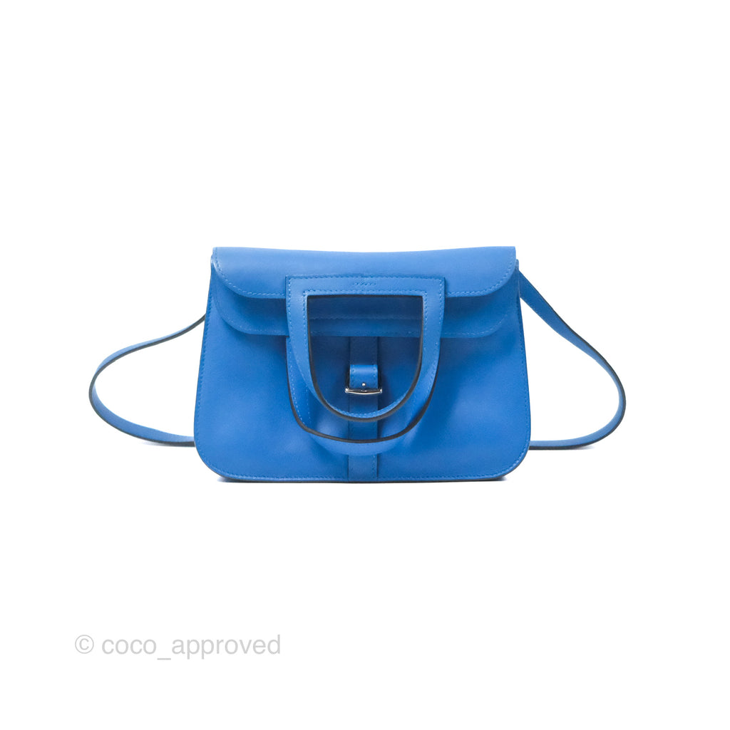 Hermès Halzan 22 Mini Bleu Zellige Swift Palladium Hardware