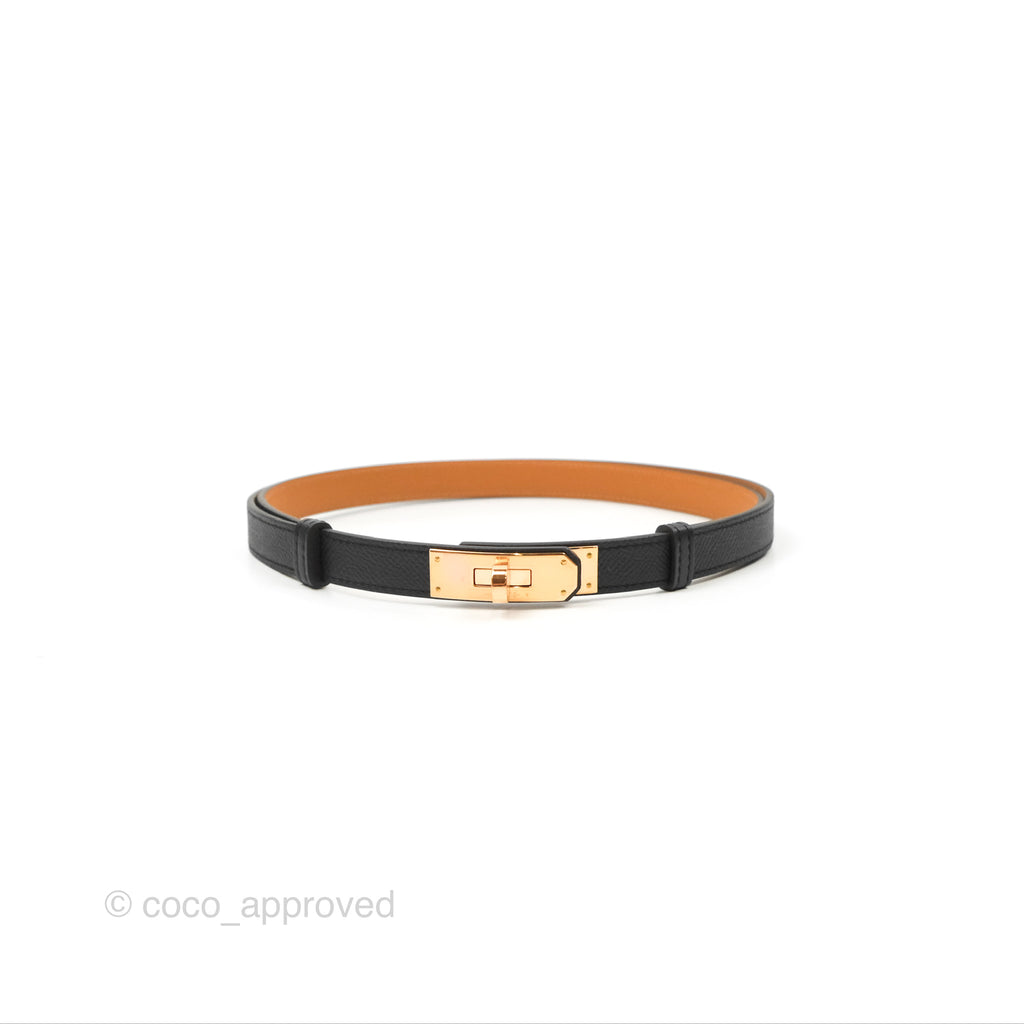 Hermès Kelly 18 Belt Black Epsom Rose Gold Hardware