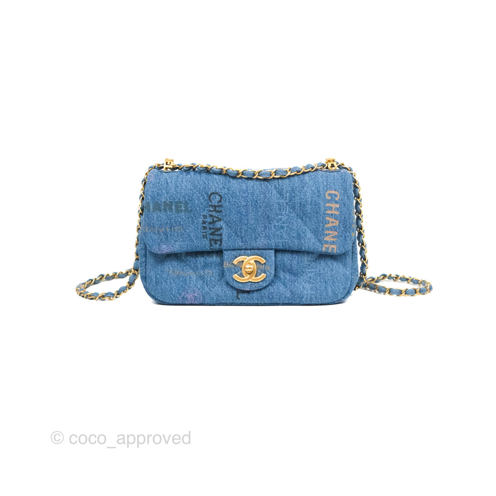 Chanel Quilted Small Denim Mood Flap Blue Multicolor 22P