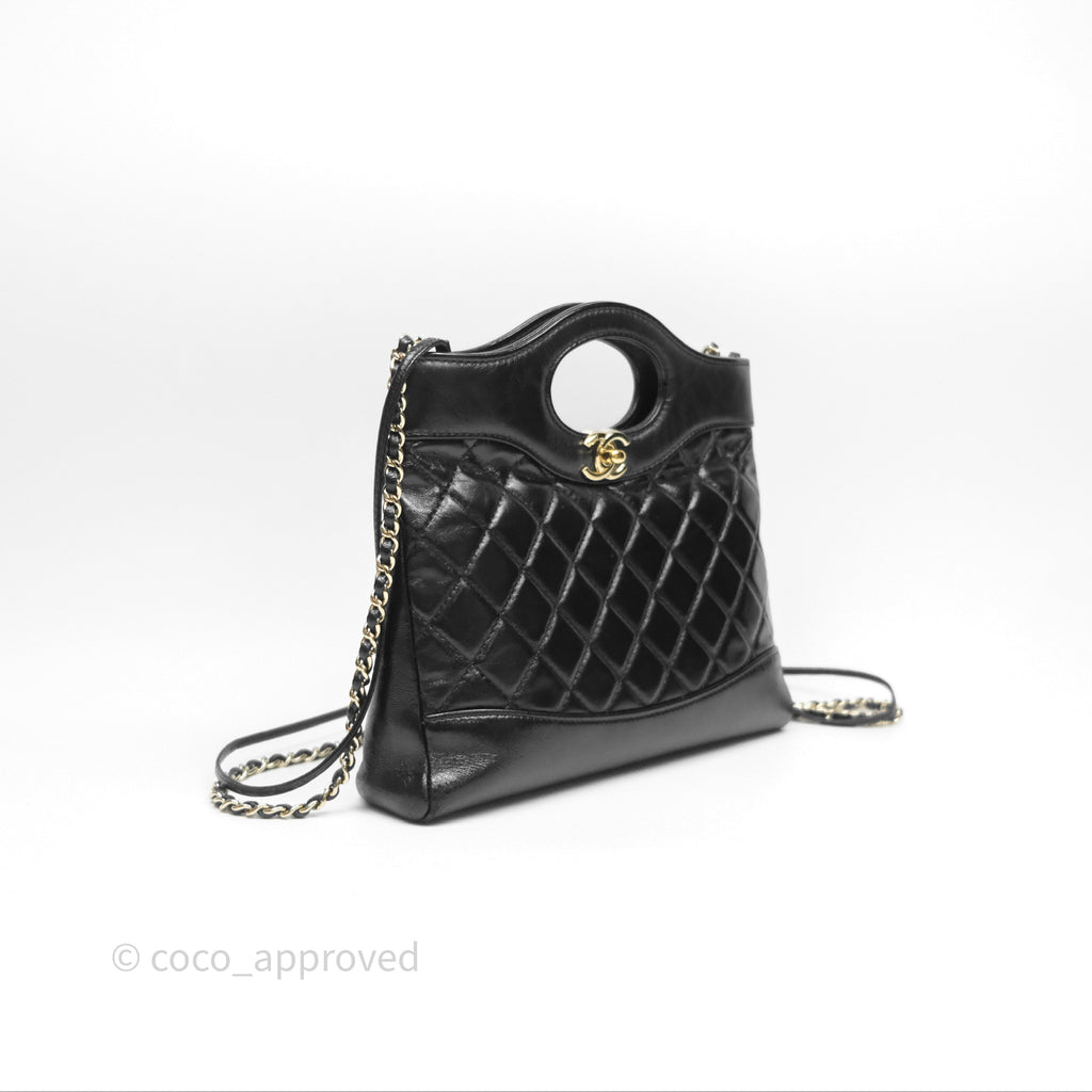 Chanel 31 Mini Black Shiny Lambskin Gold Hardware
