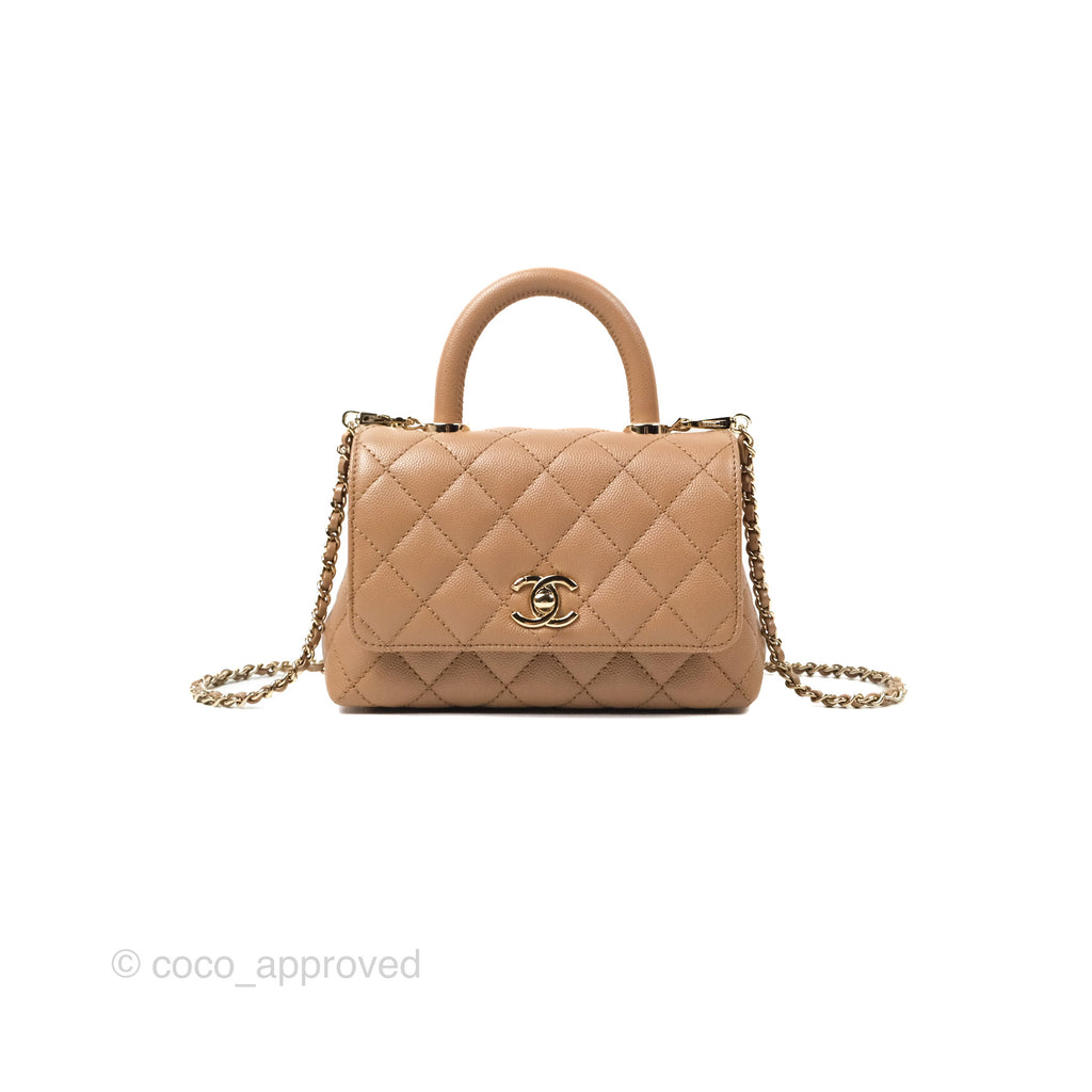 Chanel Mini Coco Handle Dark Beige Caviar Gold Hardware