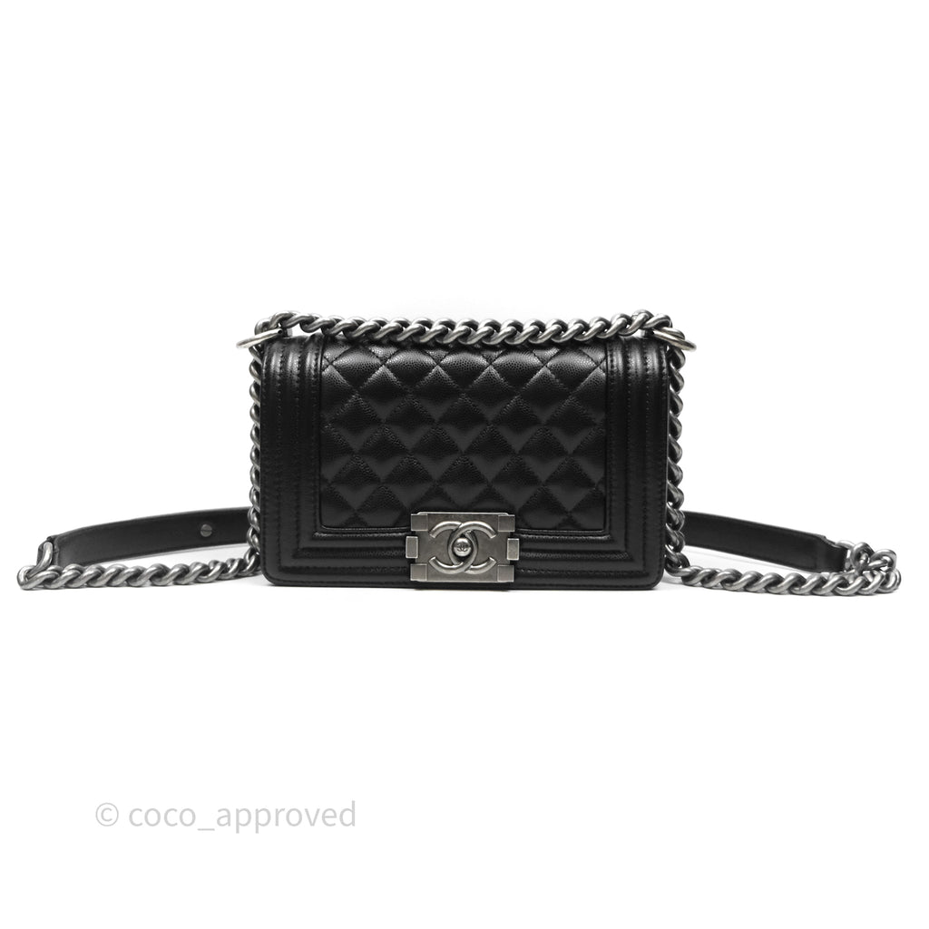 Chanel Small Boy Black Caviar Ruthenium Hardware