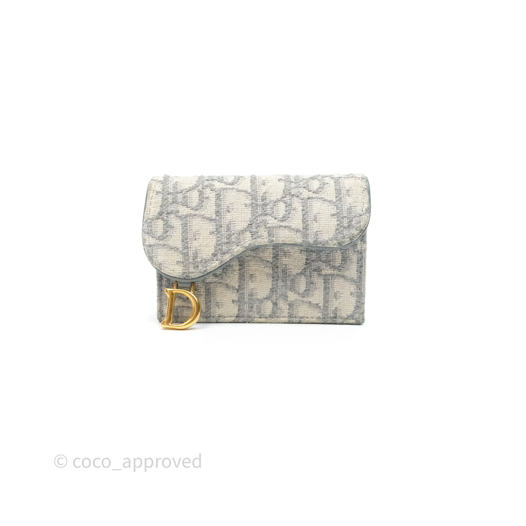 Christian Dior Saddle Bloom Card Holder Gray Dior Oblique Jacquard